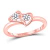 Image 1 : Womens Round Diamond Double Heart Ring 1/10 Cttw 10kt Rose Gold - REF-14H9R