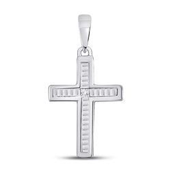 Womens Princess Diamond Cross Pendant 1/10 Cttw 10kt White Gold - REF-5A9M
