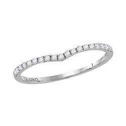 Womens Round Diamond Chevron Stackable Band Ring 1/6 Cttw 14kt White Gold - REF-18H5R