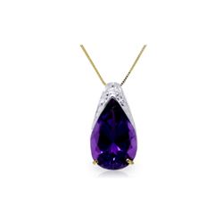 Genuine 5 ctw Amethyst Necklace 14KT Yellow Gold - REF-27T2A