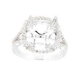 0.47 CTW Diamond Semi Mount Ring 14K White Gold - REF-59N9Y