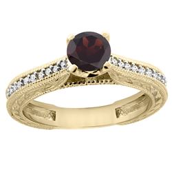 0.75 CTW Garnet & Diamond Ring 14K Yellow Gold - REF-53A2X