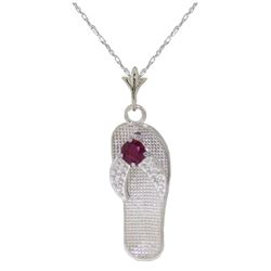 Genuine 0.15 ctw Ruby Necklace 14KT White Gold - REF-27X4M