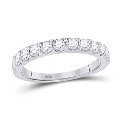 Womens Round Diamond Wedding Single Row Band 3/4 Cttw 14kt White Gold - REF-57X5A