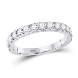 Womens Round Diamond Wedding Single Row Band 3/4 Cttw 14kt White Gold - REF-43H5R