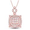 Image 1 : Womens Round Diamond Square Cluster Pendant 1/2 Cttw 14kt Rose Gold - REF-35W5K