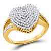 Image 1 : Womens Round Diamond Heart Cluster Ring 1/2 Cttw 10kt Yellow Gold - REF-31M5H