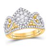 Image 1 : Round Diamond Bridal Wedding Ring Band Set 1 Cttw 14kt Yellow Gold - REF-85N9F