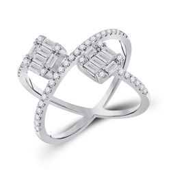 Womens Baguette Diamond Negative Space Fashion Ring 3/4 Cttw 14kt White Gold - REF-67R9X