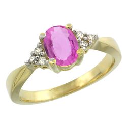 1.06 CTW Pink Sapphire & Diamond Ring 14K Yellow Gold - REF-36N3Y