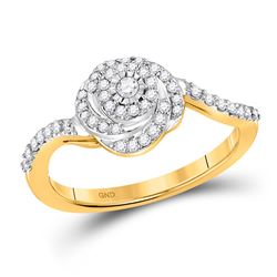 Womens Round Diamond Swirl Fashion Ring 1/3 Cttw 14kt Yellow Gold - REF-25Y9N