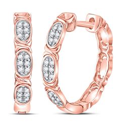 Womens Round Diamond Hoop Earrings 1/6 Cttw 14kt Rose Gold - REF-25H9R