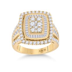 Womens Round Diamond Cluster Ring 1-7/8 Cttw 14kt Yellow Gold - REF-140A9M