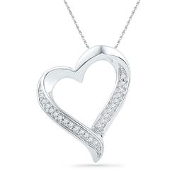 Womens Round Diamond Heart Pendant 1/10 Cttw 10kt Yellow Gold - REF-9M5H