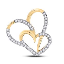 Womens Round Diamond Heart Pendant 1/6 Cttw 10kt Yellow Gold - REF-8N5F