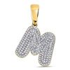 Image 1 : Mens Round Diamond Letter M Bubble Initial Charm Pendant 1/2 Cttw 10kt Yellow Gold - REF-32K5Y