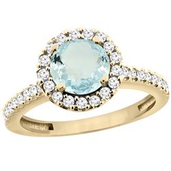 1.13 CTW Aquamarine & Diamond Ring 10K Yellow Gold - REF-56M5A