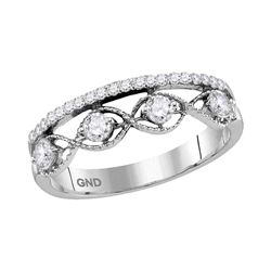 Womens Round Diamond Band Ring 1/2 Cttw 10kt White Gold - REF-38M9H