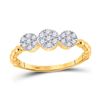 Image 1 : Womens Round Diamond Triple Flower Cluster Ring 1/3 Cttw 10kt Yellow Gold - REF-23N5F