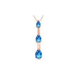 Genuine 1.71 ctw Blue Topaz Necklace 14KT Rose Gold - REF-27F5Z