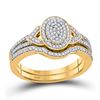 Image 1 : Round Diamond Bridal Wedding Ring Band Set 1/3 Cttw 10kt Yellow Gold - REF-27H9R