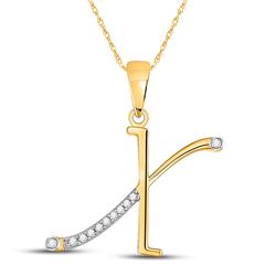 Womens Round Diamond X Initial Letter Pendant 1/20 Cttw 10kt Yellow Gold - REF-6X5A