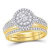 Image 1 : Round Diamond Bridal Wedding Ring Band Set 1/2 Cttw 14kt Yellow Gold - REF-71X9A