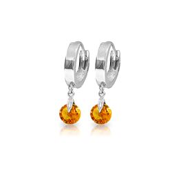 Genuine 1.6 ctw Citrine Earrings 14KT White Gold - REF-25A9K