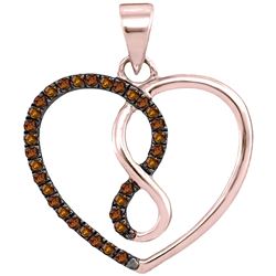 Womens Round Brown Diamond Heart Infinity Pendant 1/8 Cttw 10kt Rose Gold - REF-9W5K