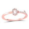 Image 1 : Womens Round Diamond Key Stackable Band Ring 1/8 Cttw 10kt Rose Gold - REF-12Y9N