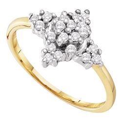 Womens Round Diamond Marquise-shape Cluster Ring 1/4 Cttw 10kt Yellow Gold - REF-10H5R