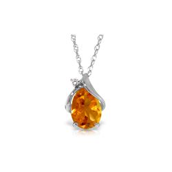 Genuine 1.63 ctw Citrine & Diamond Necklace 14KT White Gold - REF-28K3V