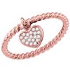 Image 1 : Womens Round Diamond Heart Dangle Stackable Band Ring 1/10 Cttw 14kt Rose Gold - REF-20Y9N