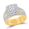 Image 1 : Round Diamond Square Bridal Wedding Ring Band Set 1-3/8 Cttw 14kt Yellow Gold - REF-115X9A