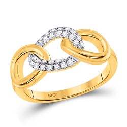 Womens Round Diamond Linked Oval Ring 1/5 Cttw 10kt Yellow Gold - REF-22X5A