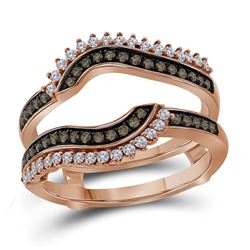 Womens Round Brown Diamond Wrap Ring Guard Enhancer 3/8 Cttw 14kt Rose Gold - REF-41A5M