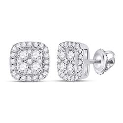 Womens Round Diamond Square Earrings 1/2 Cttw 14kt White Gold - REF-35M5H