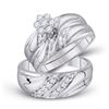 Image 1 : His Hers Round Diamond Cluster Matching Wedding Set 3/8 Cttw 10kt White Gold - REF-43Y5N