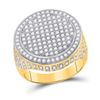 Image 1 : Mens Round Diamond Circle Frame Cluster Ring 1-1/2 Cttw 14kt Yellow Gold - REF-148A9M