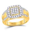 Image 1 : Womens Round Diamond Square Cluster Ring 1 Cttw 10kt Yellow Gold - REF-63W9K