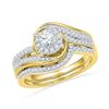 Image 1 : Round Diamond Bridal Wedding Ring Band Set 1/2 Cttw 10kt Yellow Gold - REF-49R5X