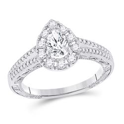 Pear Diamond Solitaire Bridal Wedding Engagement Ring 1 Cttw 14kt White Gold - REF-117M9H