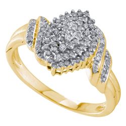 Womens Round Diamond Cluster Ring 1/4 Cttw 10kt Yellow Gold - REF-16X9A