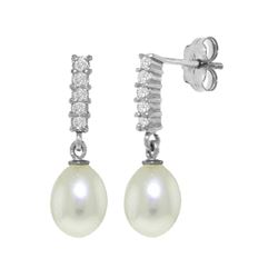 Genuine 8.15 ctw Pearl & Diamond Earrings 14KT White Gold - REF-33N2R