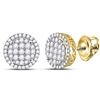 Image 1 : Womens Round Diamond Circle Frame Cluster Earrings 1-1/4 Cttw 14kt Yellow Gold - REF-90A5M