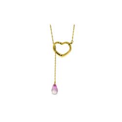 Genuine 2.25 ctw Pink Topaz Necklace 14KT Yellow Gold - REF-32R9P