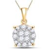 Image 1 : Womens Princess Round Diamond Cluster Pendant 1/4 Cttw 14kt Yellow Gold - REF-19K5Y