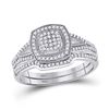 Image 1 : Round Diamond Bridal Wedding Ring Band Set 1/3 Cttw 10kt White Gold - REF-27R9X