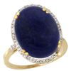 Image 1 : 9.60 CTW Lapis Lazuli & Diamond Ring 10K Yellow Gold - REF-43N3Y