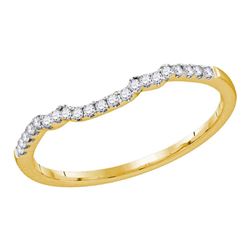 Womens Round Diamond Contoured Slender Wedding Band 1/10 Cttw 14kt Yellow Gold - REF-13A9M